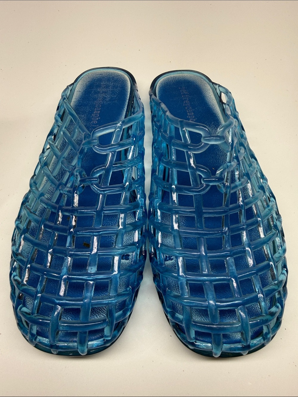Jeffrey Campbell Blue Woven Jelly Slide Sandals